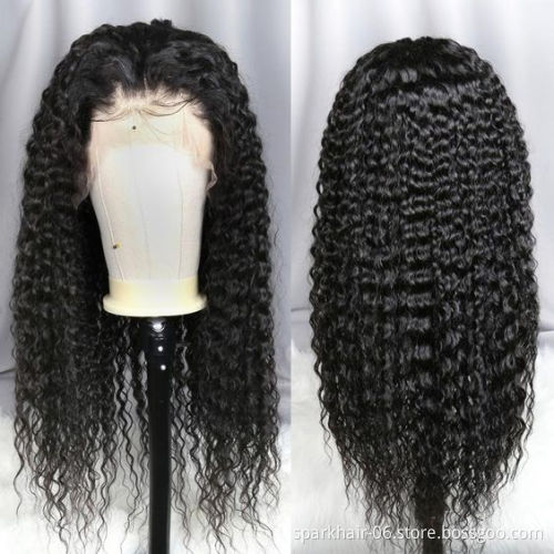 Wholesale HD Transparent Lace 100% Human Hair Deep Wave Wig,Brazilian Hair Water Wave Lace Front Wigs With Baby Hair